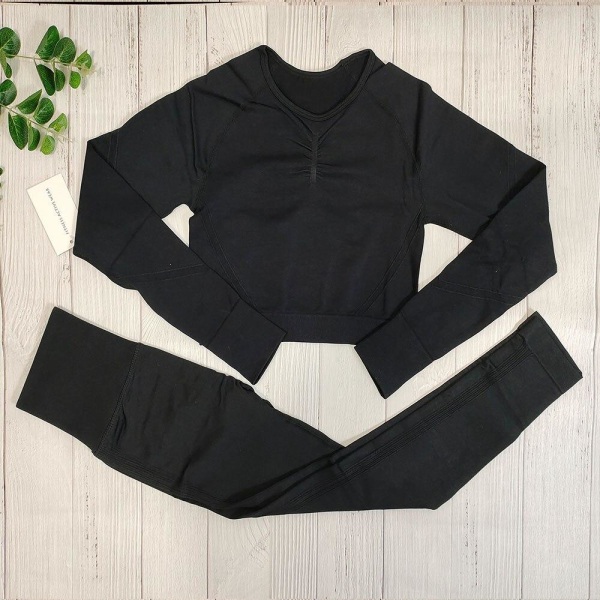 Yoga Sæt Fitness Tøj Sexet Sportstøj Til Kvinder Black 3Pcs set M