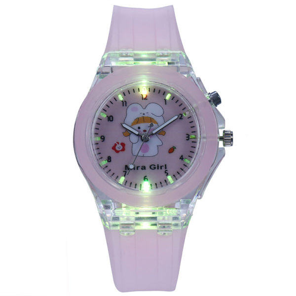 Klocka Silikon Barnklocka Kvarts Klocka Självlysande Blinkande Ljus Klocka Light purple