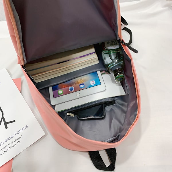 Canvas Piger Mode Skoletaske Stor Kapacitet Studerende Koreansk Rygsæk All-match Multifunktionelt 4-delt Sæt Bolsa Sac A Dos 1 piece green