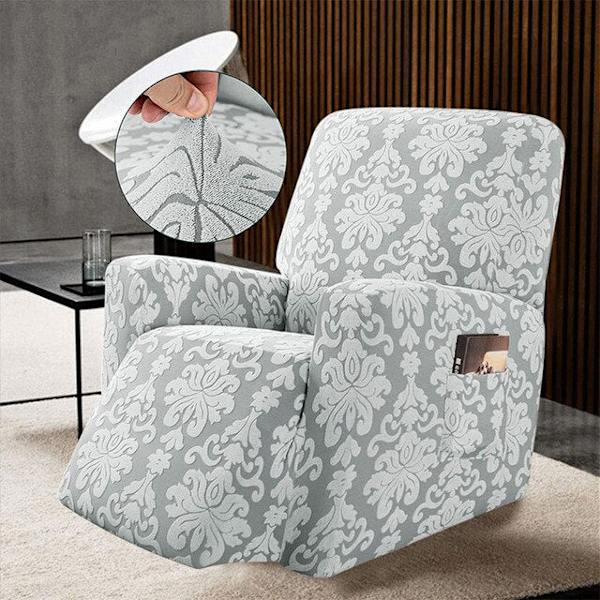 Jacquard Lenestol Sofatrekk Elastisk Armlenetrekk Alt-inkludert Relax Lenestoltrekk Massasje Sofatrekk Light gray cover
