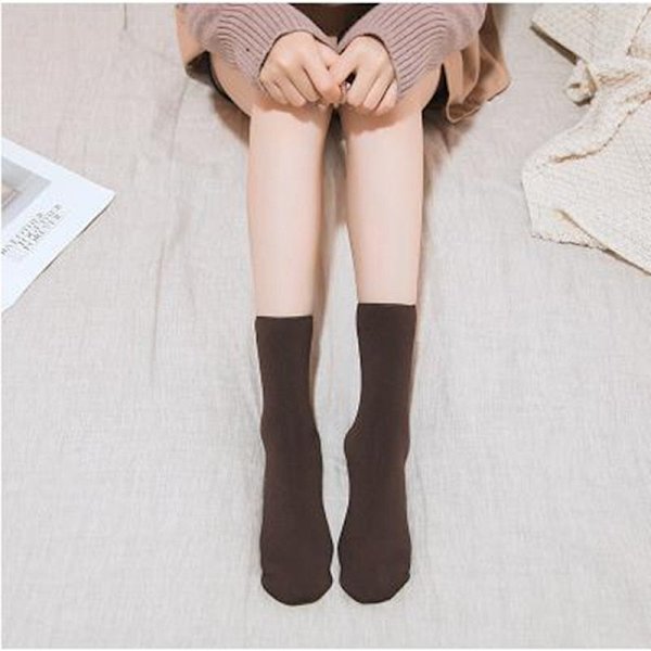 3 Par/Lot Dam Vinter Varma Tjocka Termiska Strumpor Ull Kashmir Snö Sömlösa Strumpor Sammet Mjuka Stövlar Golv Sovstrumpor 3brown Size35-40