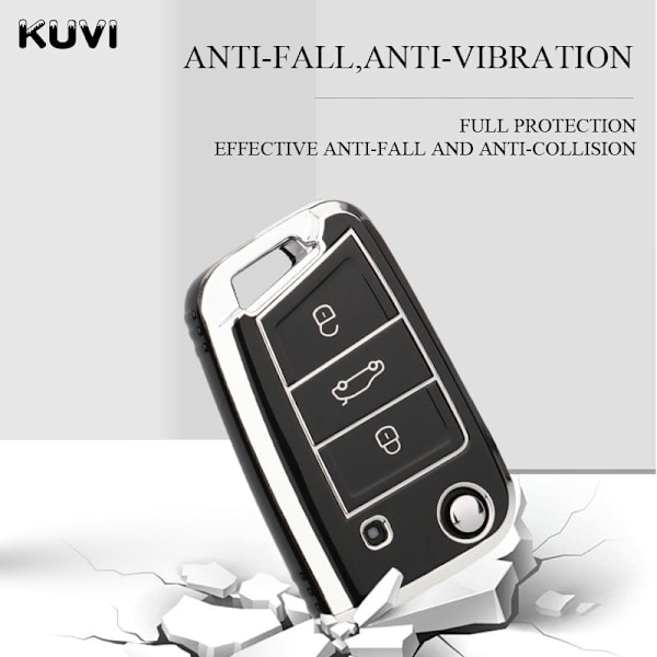 TPU Bil Fjernbetjening Nøgle Etui Cover Skal Til Golf 7 MK7 Tiguan MK2 Til SEAT Leon FR 2 Ibiza Til Skoda Octavia A7 Black