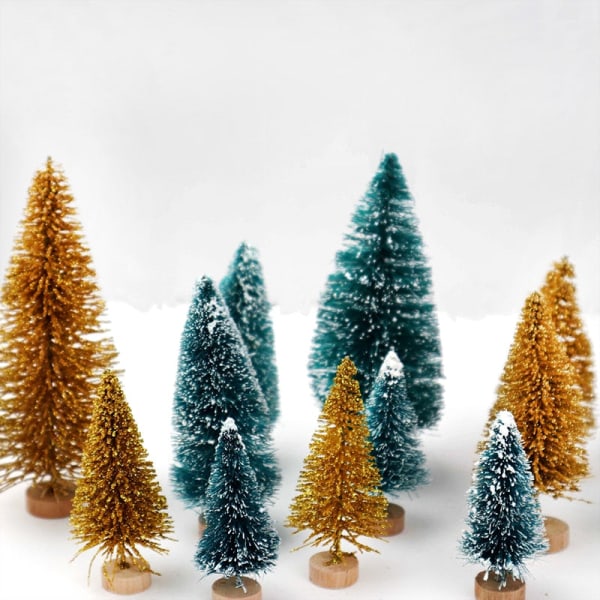 5st 5cm-12,5cm Mini julgran Guld Grön liten tall Sisal placerad på skrivbordet Nyårs julfest prydnader Navidad B15-8.5-darkgreen