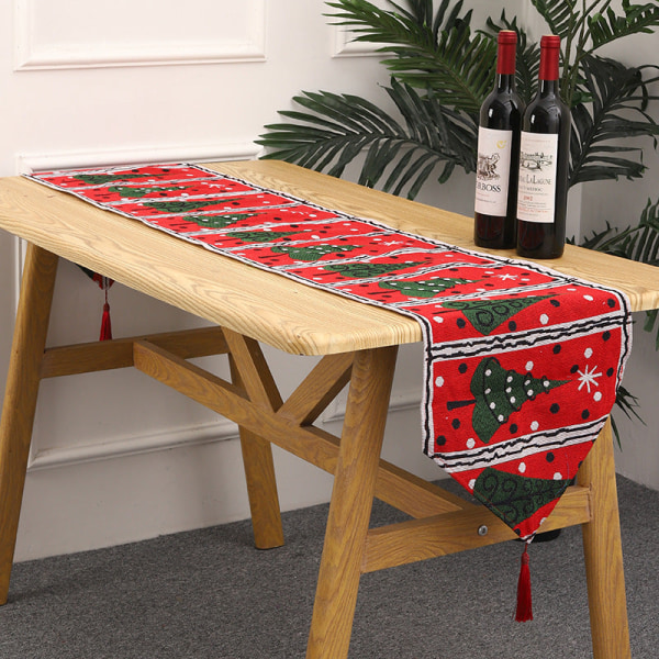 Joulukoristeet Neulottu Kangas Pöytäliina Ruokapöytä Joulupukki Koristelu Kodin Sisustus Knitted table runner small tree