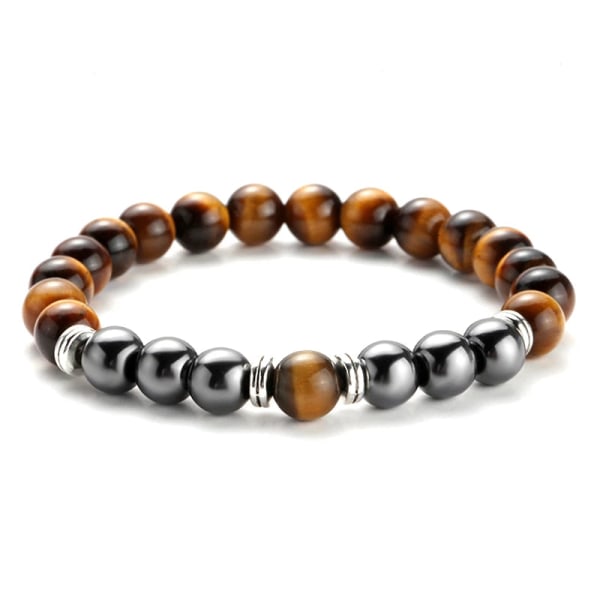 Naturligt Tiger Eye Beads Armband För Kvinnor Hälsovård Hematit Stretch Armband Män charm Mode Smycken charm armband män 8mm  black agate XL215mm(8.5in)