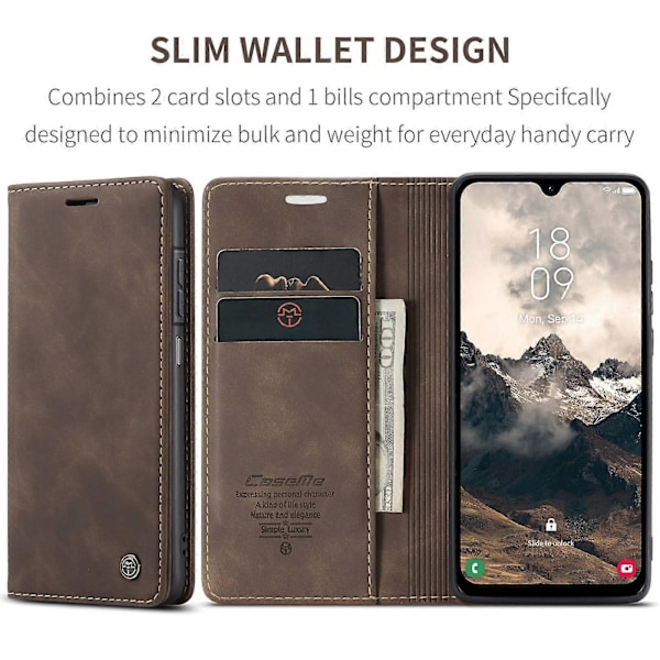 CaseMe 013 Multifunktionellt Horisontellt Flip Läder Telefonfodral Coffee For Samsung Galaxy A06