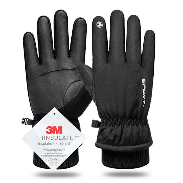 Höst Vinter Herr Dam Handskar Touchscreen Vattentäta Vindtäta Handskar Utomhussporter Varma Cykel Snö Skidhandskar Full Finger Black M