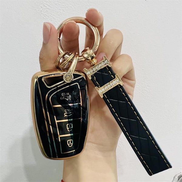TPU Bilnyckelfodral Skal För Hyundai Santa Fe Sport Ix45 Equus Centennial Genesis G80 Grandeur Azera 2013-2016 Skydd Fob Nyckelring Overseas grey R keychain