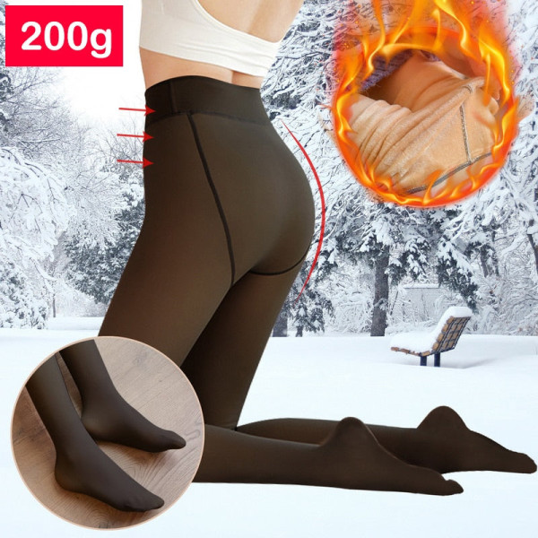 Vinter Varmisolerade Tights Dam Leggings Elastiska Tjock Fleece Tights Hög midja Thermal Leggings Strumpbyxor Skin-Transparent style 6- 200g One Size