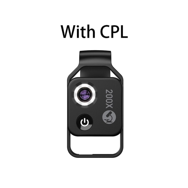 APEXEL HD 200X mikroskoplins med CPL Mobile LED Guide Light Lamp Micro Pocket Makro Linser för iPhone Samsung all Smartphone Black with CPL