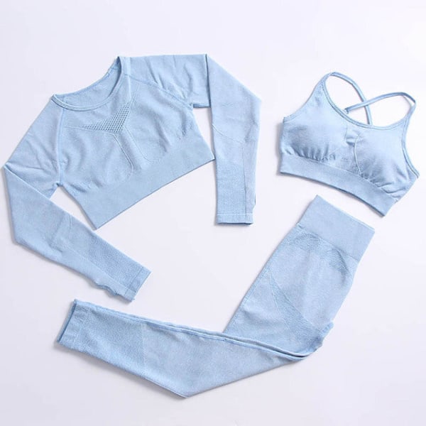 Yoga Set Träningskläder Träningsdräkt Höga Midjebyxor Sport-BH:ar För Kvinnor Top Pants-Yellow XL
