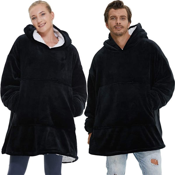 Oversized Hættetrøjer Sweatshirts Kvinder Tæppe med Ærmer Vinter Hætte Fleece Sweatshirts Kæmpe TV Tæppe Damska Sudadera Mujer Fur Pocket Blue One Size For All
