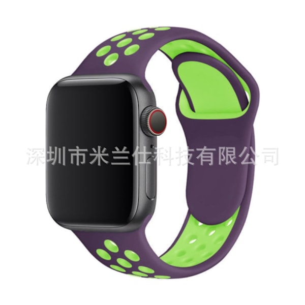Klockarmband för Apple Watch iWatch 38/40/41/42mm-S10 utökad storlek ML kod 5 lila med fluorescerande grön