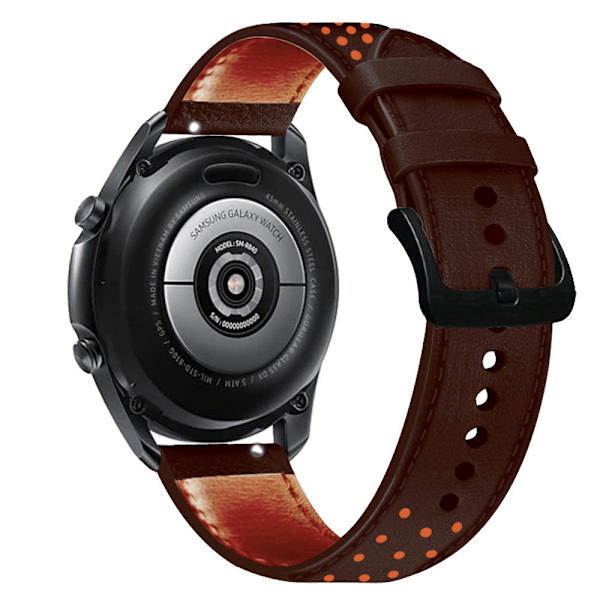 Læder urrem 22mm til Huawei GT2 Samsung S3 Brown orange dots 22mm