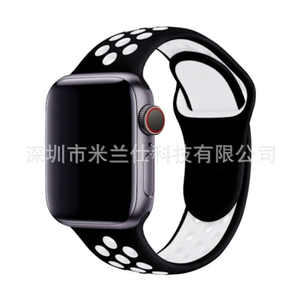Klockarmband för Apple Watch iWatch 38/40/41/42mm-S10 utökad storlek ML kod 11 svart med vit