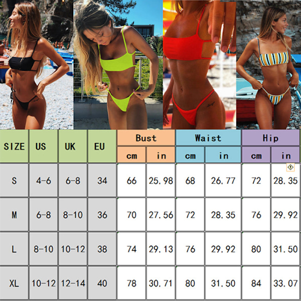 Badkläder Dam Bandage Bikini Set Sexig Push Up Vadderad BH Baddräkt Brasiliansk Strandkläder Sommar Baddräkt OERD M