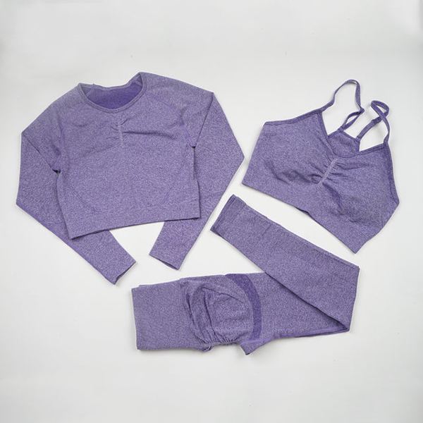 Yoga Sett Dame Treningsklær Sportsklær Gym Klær Leggings+ BH Sportsdrakter 3PcsSetBlue M