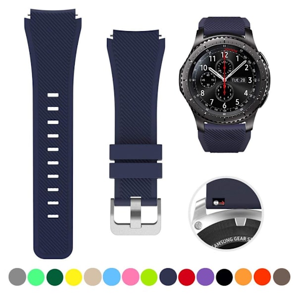 Silikonarmband för Samsung Galaxy Watch 3 45mm/huawei watch GT2 46mm/Gear S3 Klockarmband Midnight blue Samsung Galaxy 45mm