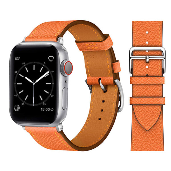 Läderarmband för Apple Watch Band 44mm 45mm 42mm 41mm 40mm 38mm Single tour armband iWatch series 3 4 5 6 SE 7 band 7 flame orange For 38mm 40mm 41mm