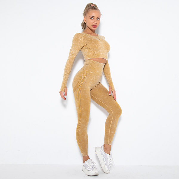 Yoga Dress Dame Sport Løping Trening Langermet Dress Hofte Yoga Bukser Army Green S