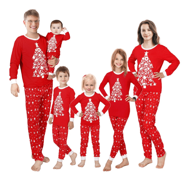 Matchende julepyjamas til familien, drenge, piger, bomuldsstribede pyjamassæt, matchende tøjsæt FM01 Kids 5T