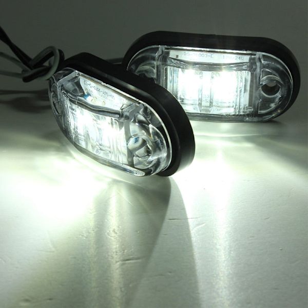 10 st Varningslampa LED Diod Ljus Oval Frigång Trailer Lastbil Orange Vit Röd LED Sidomarkeringslampa 12V 24V Lastbilstillbehör White