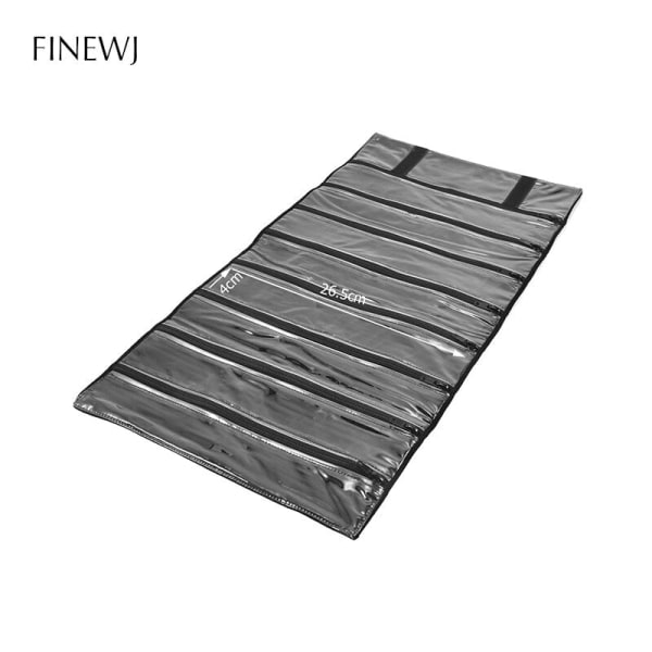 Bärbar Rese Smyckesdisplay Bärväska Dragkedja Rullväska Örhängen Hänge Halsband Kedja Förvaringsfodral Armband Gitter Organiserare 8 Grids Bag Balck