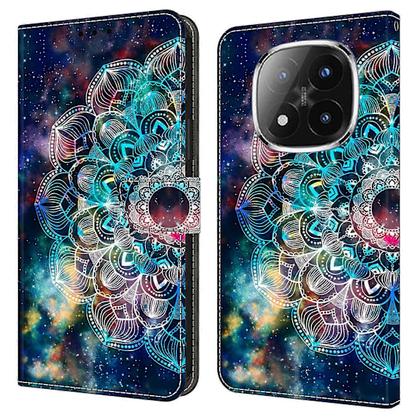 Fodral för Xiaomi Redmi Note 14 Pro+ 5G med kortfack, mönstrad tryckt TPU+PU läder flip telefonfodral Gyro Flower