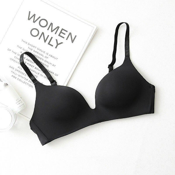 Sömlösa BH:ar för Kvinnor Push Up BH:ar Utan Bygel BH A B Kupa Underkläder Sexig BH Black 75