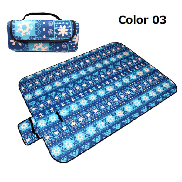 Bärbar Hopfällbar Picknickmatta Utomhus Campingmatta Nationell Stil Tryckt Tjockare Fuktsäker Pad Strandfilt Baby Turistmatta Color 09 150x150cm