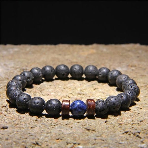 Pärlarmband för män Naturlig vulkanisk sten Pärla Tibetansk Buddha chakra Lavasten Diffuser Armband Herr Mode Nya Smycken Style 6