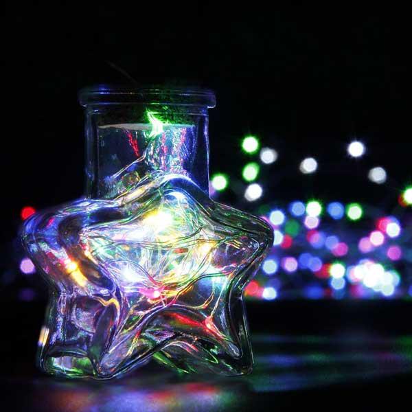 LED Batteridriven Ljusslinga Fairy Light Juldekoration Bröllop Högtid Färglampor Stjärna Cool white 1M(10 LED)