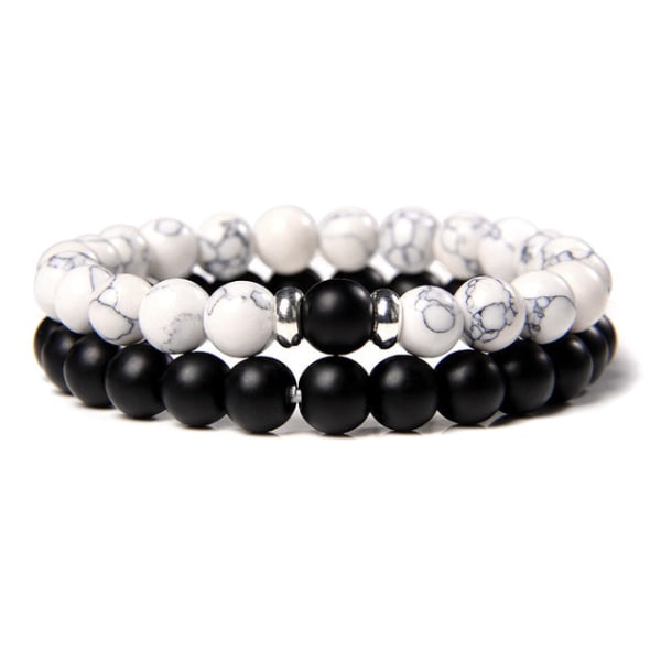 2 stk./sæt Par Distance Armbånd mand Sort Lava Sten Perler armbånd kvinde træ perler Charm Armbånd Kvinder Mænd armbånd 35 redstone 6mm 19cm