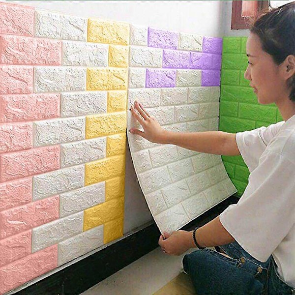 1/5/10 ST 70*38cm Skum 3D Stereo Självhäftande Tapet Anti-kollision Flexibel Förpackning Dekorativ Vattentät Väggpapper vit 10st 70*38cm white 10pcs 70*38cm