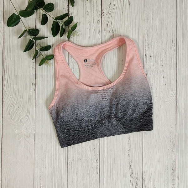 Yoga Sæt BH og Leggings Fitness Sportstøj Outfit Til Kvinder Pink2 bra M
