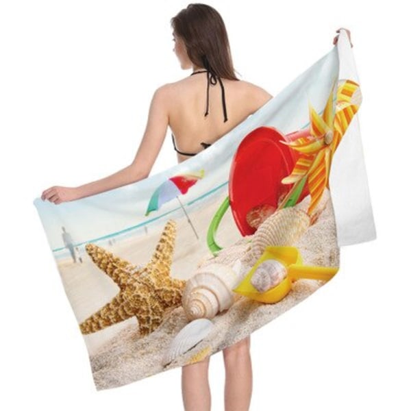 Ocean Series Kreativt Trykk Badehåndkle Utendørs Hurtigtørkende Svømming Surf Vannsport Håndkle Yoga Matte Strandstol Dekke Teppe 1 80x160m