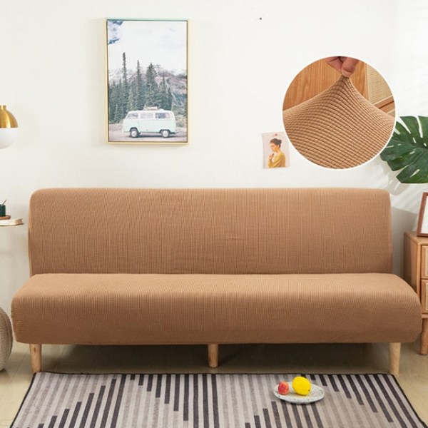 15 färger Polar fleece bäddsoffa cover Armlös hopfällbar soffa Bänk Slipcover Bäddsoffa överdrag X/Z/D Storlek För Hem Hotell Beige X  120-155cm