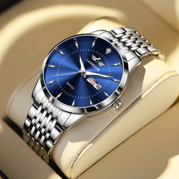 Watch High-End Autentisk Automatisk Icke-Mekanisk Watch Stålbälte Quartz Watch silver edge