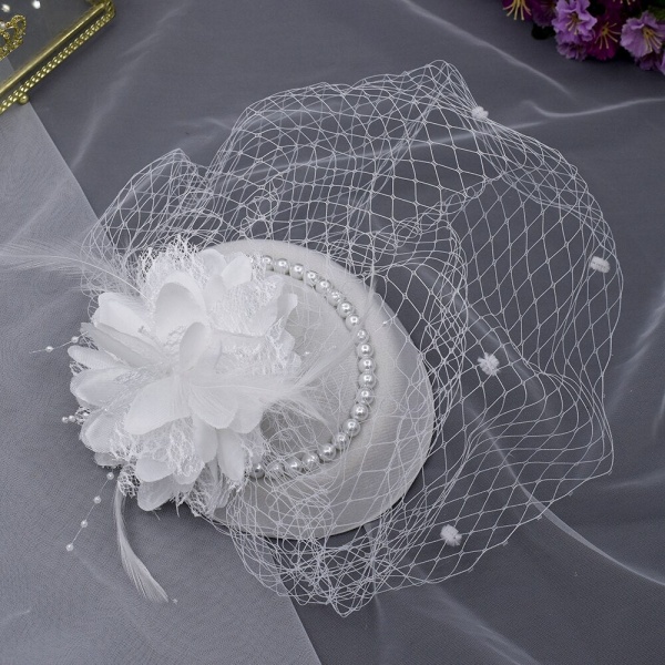 JM10 Fuglebur Slør Svart Slør Hodebånd Bryllup Fascinator Ansiktslør Sjarmerende Bryllupsslør Hatter Nettmaske Bryllupstilbehør JM10-W