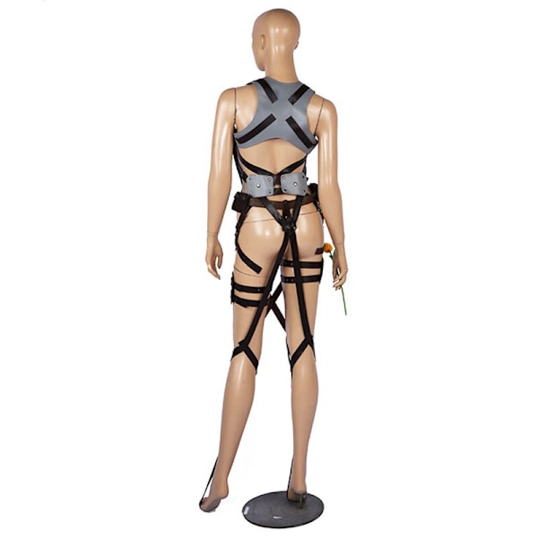 Het Anime Attack on Titan Cosplay Shingeki no Kyojin Jacka Recon Corps Läderkjol Krokpistolbälten Hängslen Ackerman Kostym Full Set XL
