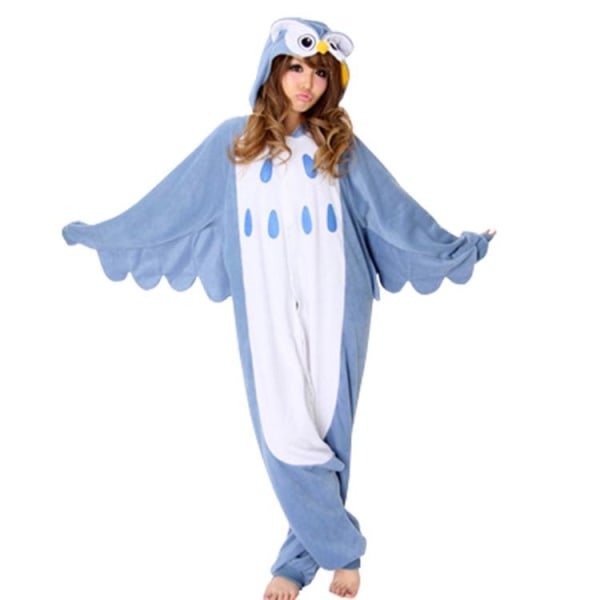 Animal Cosplay Kostym Kigurumi Onesie Uggla Unisex Vuxen Pyjamas Blue L