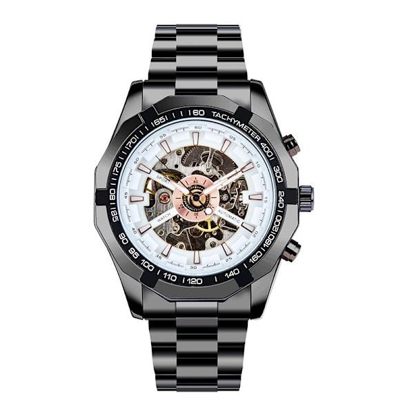 Camel Automatisk Mekanisk Klocka Lysande Klocka Herr All Black and White silver nails