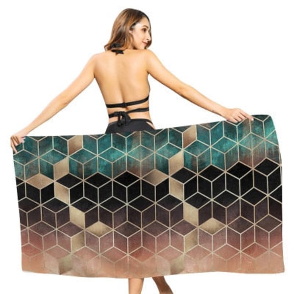Kreativ Geometriskt Tryckt Strandhandduk Utomhus Snabbtorkande Simning Surfing Sporthanddukar Yogamatta Strandstolsfilt 80*160cm 13 80x160m