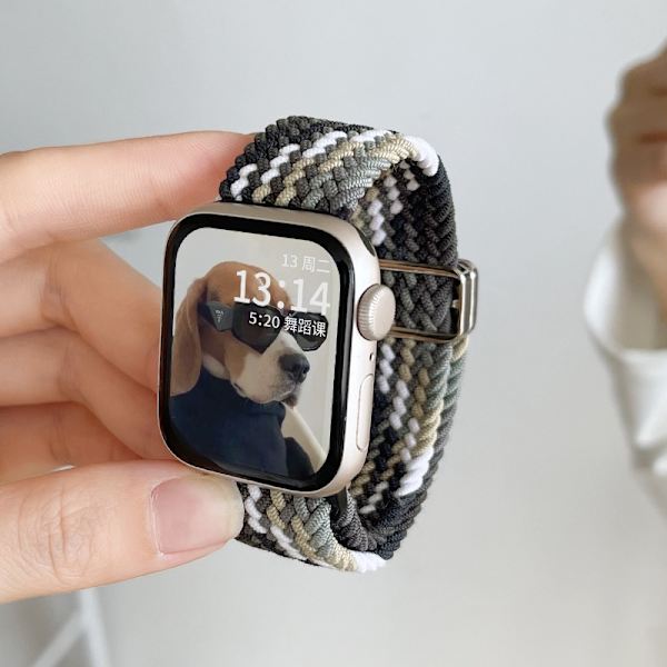 Klockarmband för Apple Watch iWatch för serie 7/8/9 41mm klockarmband mörk choklad flätat rep elastiskt band