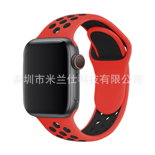 Urrem til Apple Watch iWatch 38/40/41/42mm-S10 standardstørrelse SM kode 9 rød med sort