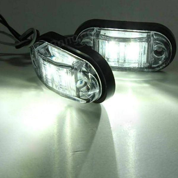 2 st LED Sidomarkeringsljus Positionsljus Bil Släpvagn Husvagn 12V Vattentät Vit E11 Lampa för Lastbil Overseas