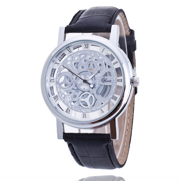 Casual koreansk stil icke-mekanisk watch watch Dubbelsidig urskuren watch Galactic disk black strap