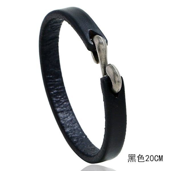 Retro Enkelt Armband i Nötskinn Ornament Mode All-Match Punk Rock Läderarmband Khaki 21.5CM