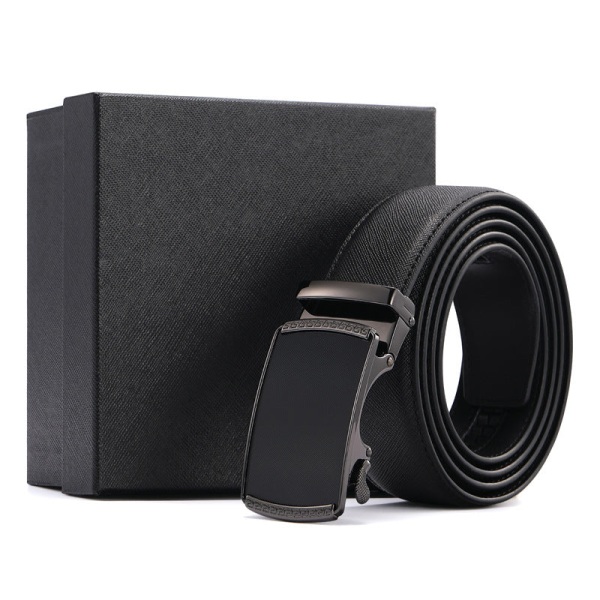Spänne Två-Lagers Presentbälte Mode Unga Människor Byxbälte Herr Äkta Läder Matte Black brushed gold buckle 110~125