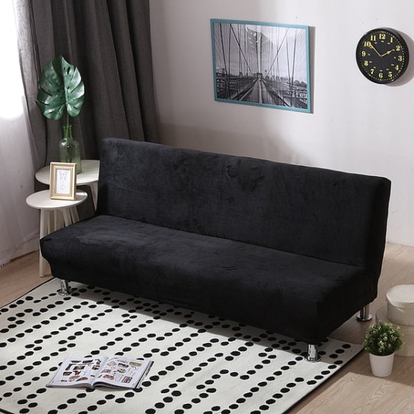 Universal Storlek Plysch Sofföverdrag Bäddsoffa Ärmlös Fällbar Sits Överdrag Stretch Överdrag Billigt Soffskydd Elastiskt Överdrag Dark Grey L Size